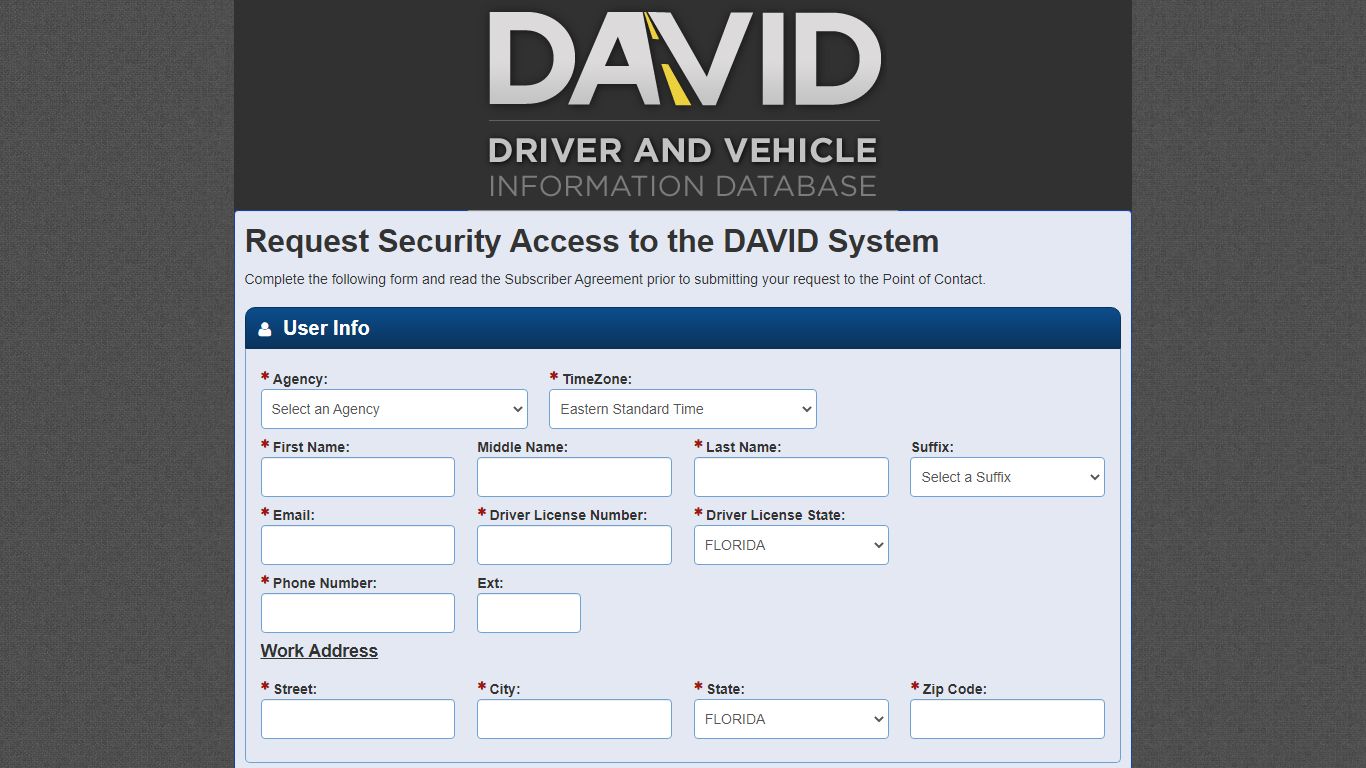 DAVID | Driver and Vehicle Information Database